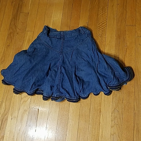Vintage MOSCHINO Jean Ruffle Zipper Skirt Size 42 - Picture 6 of 8
